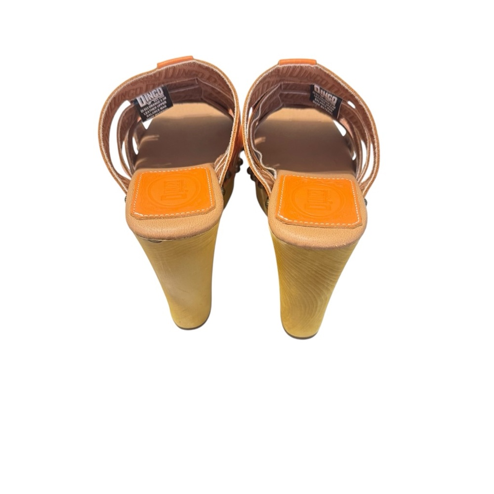DINGO Women Dagwood‎ Leather Platform Heel Sandal Clogs Boho Orange Sz 8.5 - Picture 5 of 10